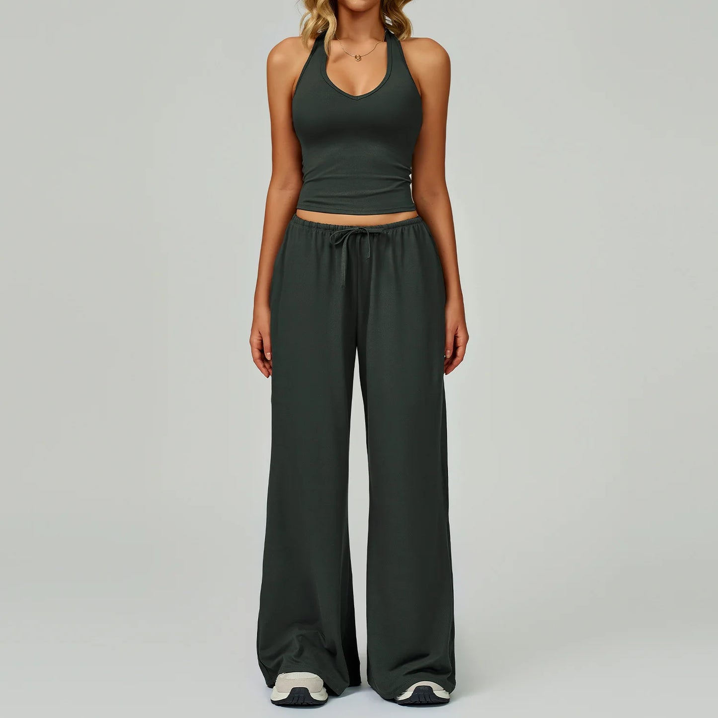 2/3PCS Fitness Suit Women Deep V Yoga Bra Flared pants Sports Suit Gym Tracksuits Female High Waist Bell Bottom Athletic Wear