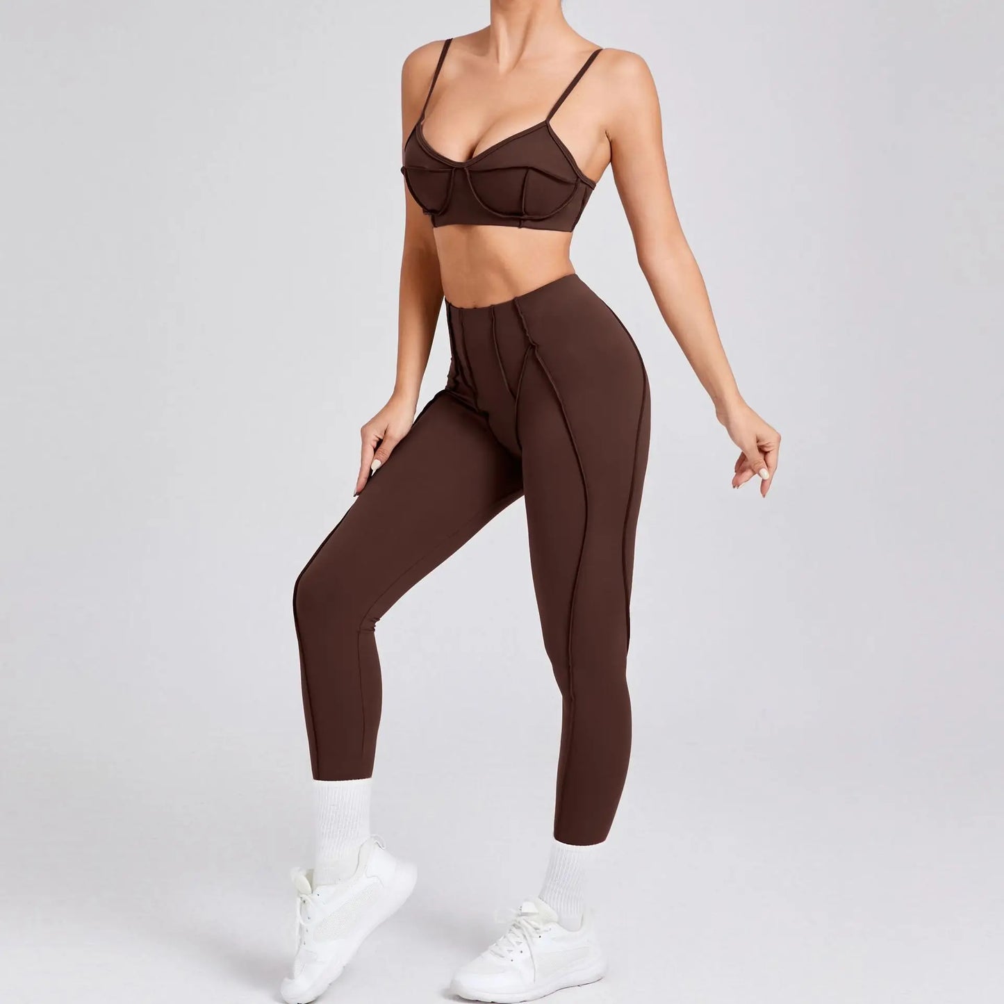 Hearuisavy 2025 New Style 2Pcs Sports Suit Women Workout Bra Suit Running Gym High Waist Legging Quick Dry Tight Yoga Clothing