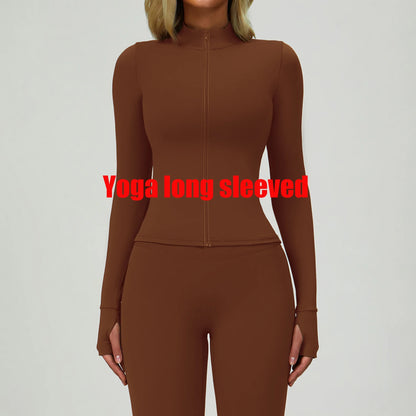 Yoga Shirts For Women Zipper Long Sleeve Fitness Jacket Running Gym Clothes Workout Dry Fit Breathable High Elastic Sports Top