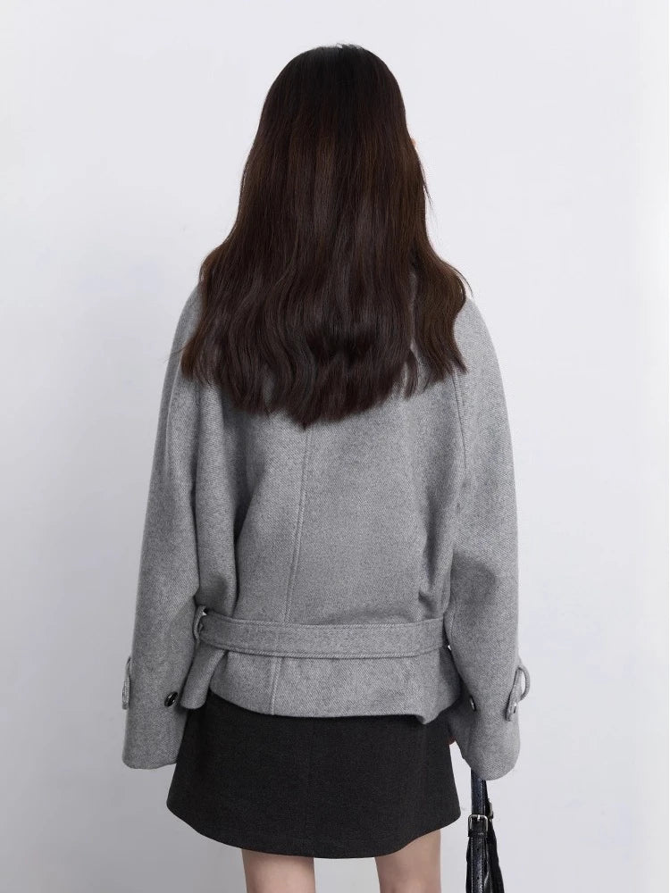 CHIC VEN Women Korean Coat Loose Casual Woolen Single-sided Detachable Collar Female Overcoat Ladies Jacket Autumn Winter 2025