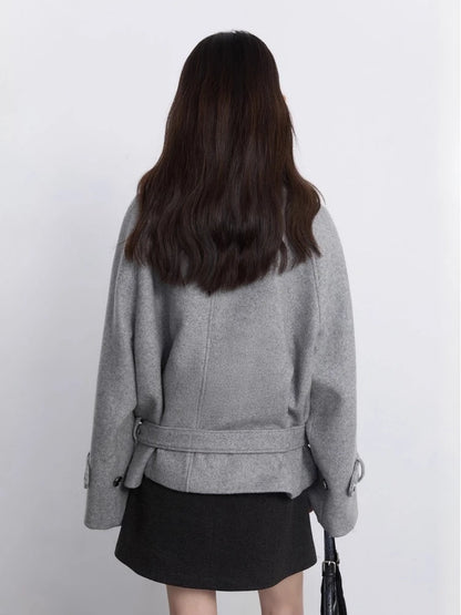 CHIC VEN Women Korean Coat Loose Casual Woolen Single-sided Detachable Collar Female Overcoat Ladies Jacket Autumn Winter 2025