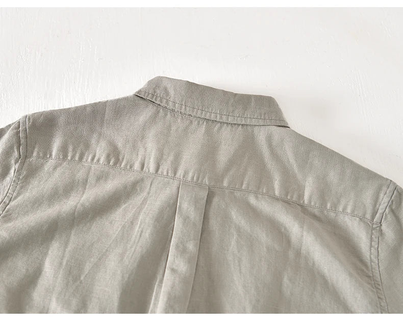 Summer Linen Cotton Men's POLO Collar Shirt Casual Business Short Sleeved Cardigan Fashion Loose Breathable Comfortable T-shirt