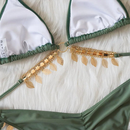 Jewelled Rhinestone Scrunch Butt Bikini Female Swimsuit Women Swimwear Two-pieces Bikini set Bather Bathing Suit Swim Lady V3396