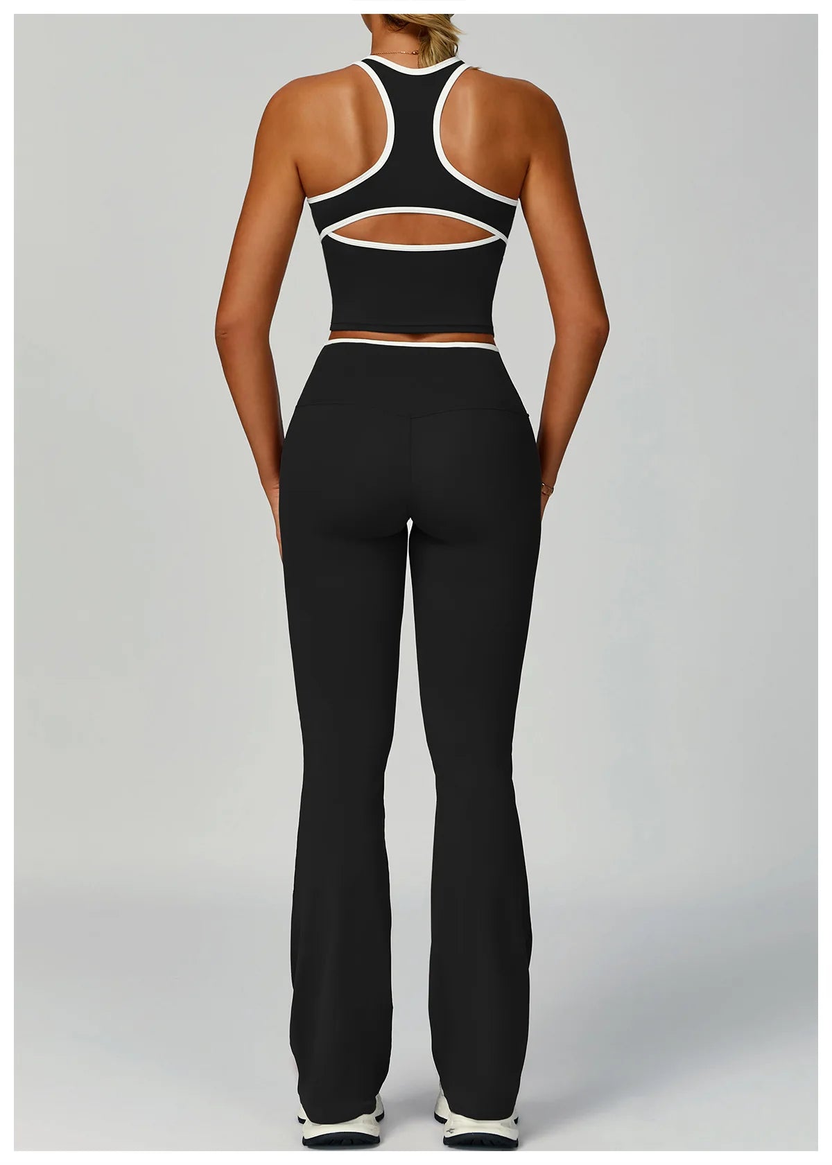 2PCS Workout Clothes Wide Leg Pant Yoga Suits Solid Color Bra Sports Set Gym Tracksuits Female Quick Dry Fitness Suit Sports Set