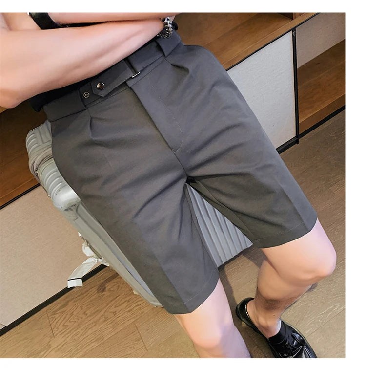 4 Color Summer British Style Suit Shorts 2023 Men Naples Business Casual Slim Fit Short Pant Fashion Slim Fit Solid Color Pants