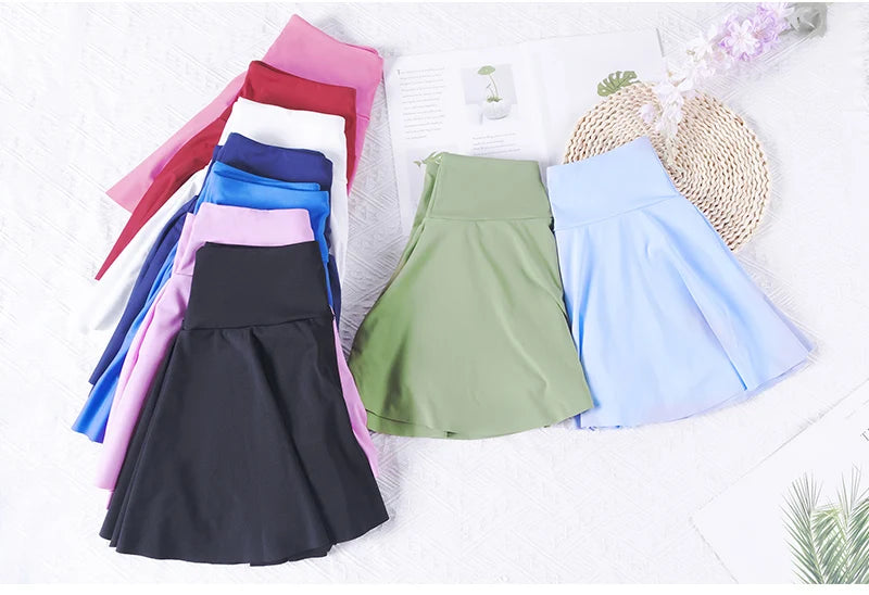 VITALINOVO Pleated Tennis Skirts for Women with Pockets High Waisted Athletic Skirts with Shorts 2 in 1 Gym Workout Golf Skorts