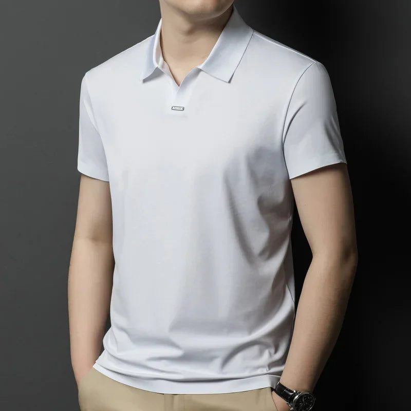 YOLANFAIRY 2.6% Mulberry Silk Polo Shirts Mens T Shirt Short Sleeve T Shirt Men Summer Fashion Tops Men Clothing Футболка Поло