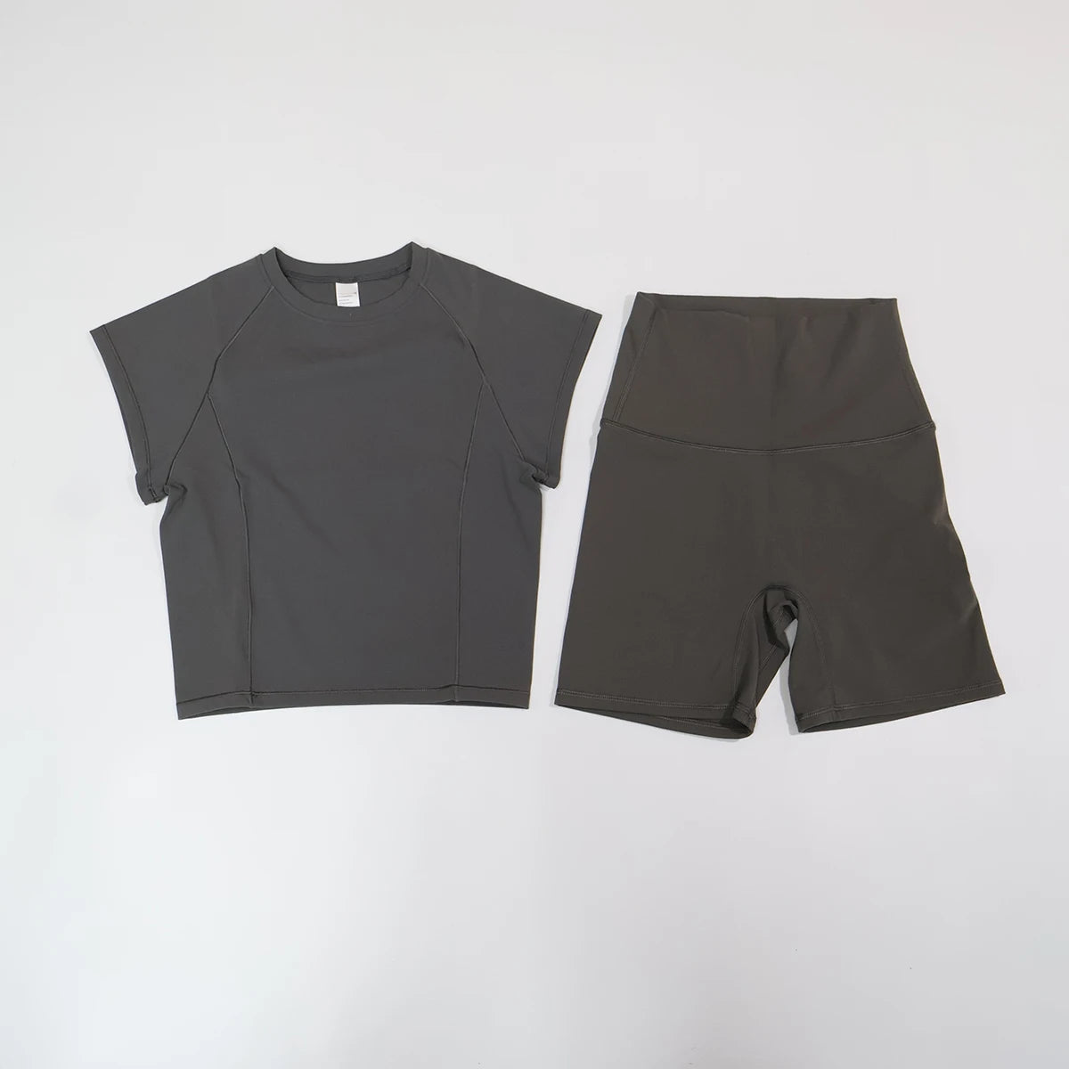 Summer Women's Two-Piece Fitness Set Woman's Short-Sleeve Quick-Dry Yoga Wear for Outdoor Running Sports Female 2Pcs Suit