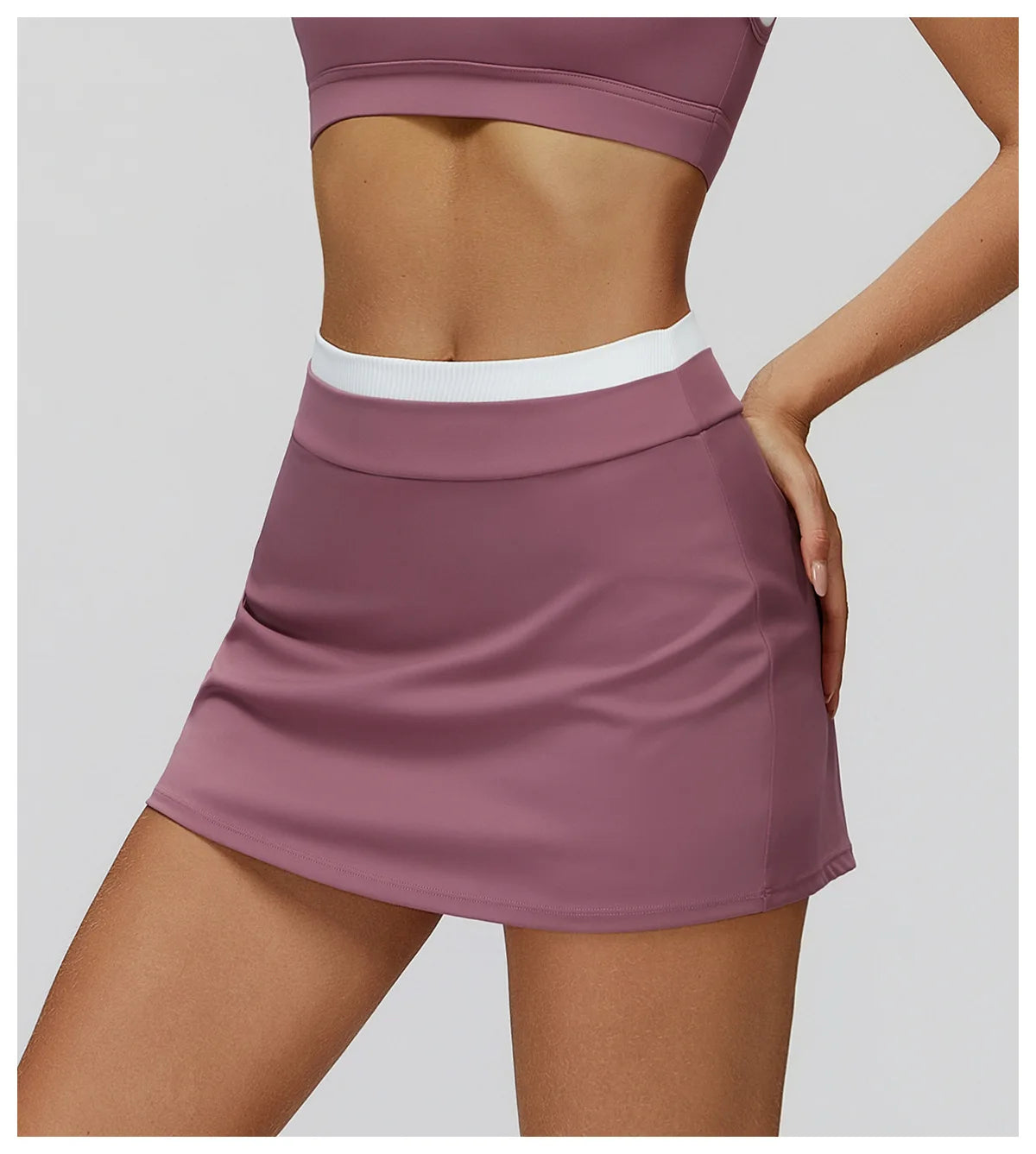 SWELTERING High Waist Pocket Skirt Fake Two Yoga Skirt Solid Color Sports Skirt Running Quick Drying Fitness Tennis Skirt