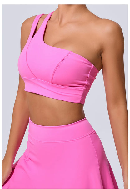 Sexy Women's Sports One Shoulder Bra Gym Push Up Workout Underwear High Strength Support Running Fitness Bra Vest