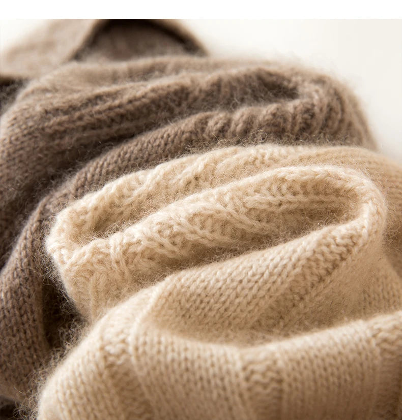 Thickened Outdoor Hat Autumn And Winter Men's And Women's Pullover 100%cashmere Hat With Groove Strip Casual And Warm Woolen Hat