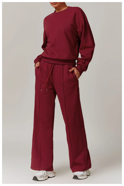 Hearuisavy Winter Pocket High Waist Jogger Sports Pants Female Fitness Gym Pants Casual Loose Sweatpants Wide Leg Trousers