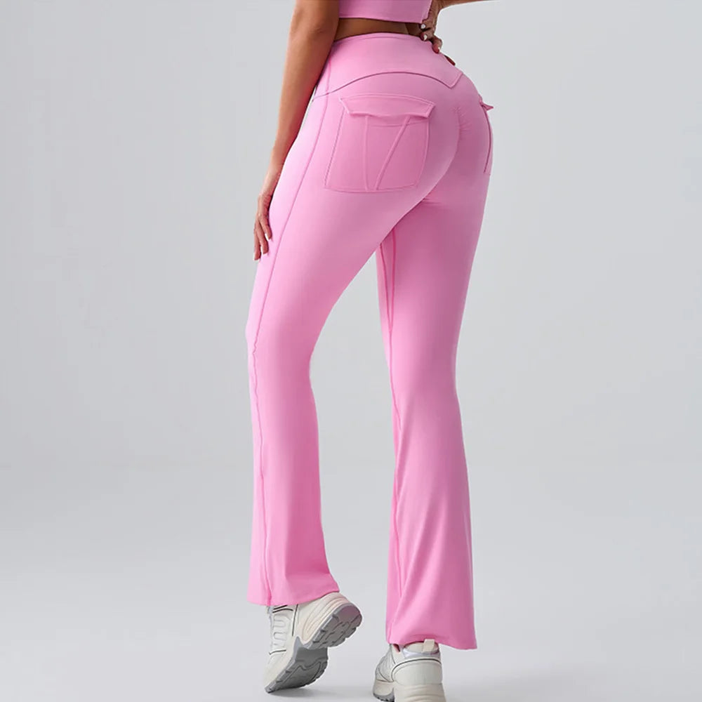 Flares Leggings Women Bell-bottoms Sports Yoga Leggings High Waist Tights Scrunch Butt Yoga Flares Pants Push Up Gym Leggings