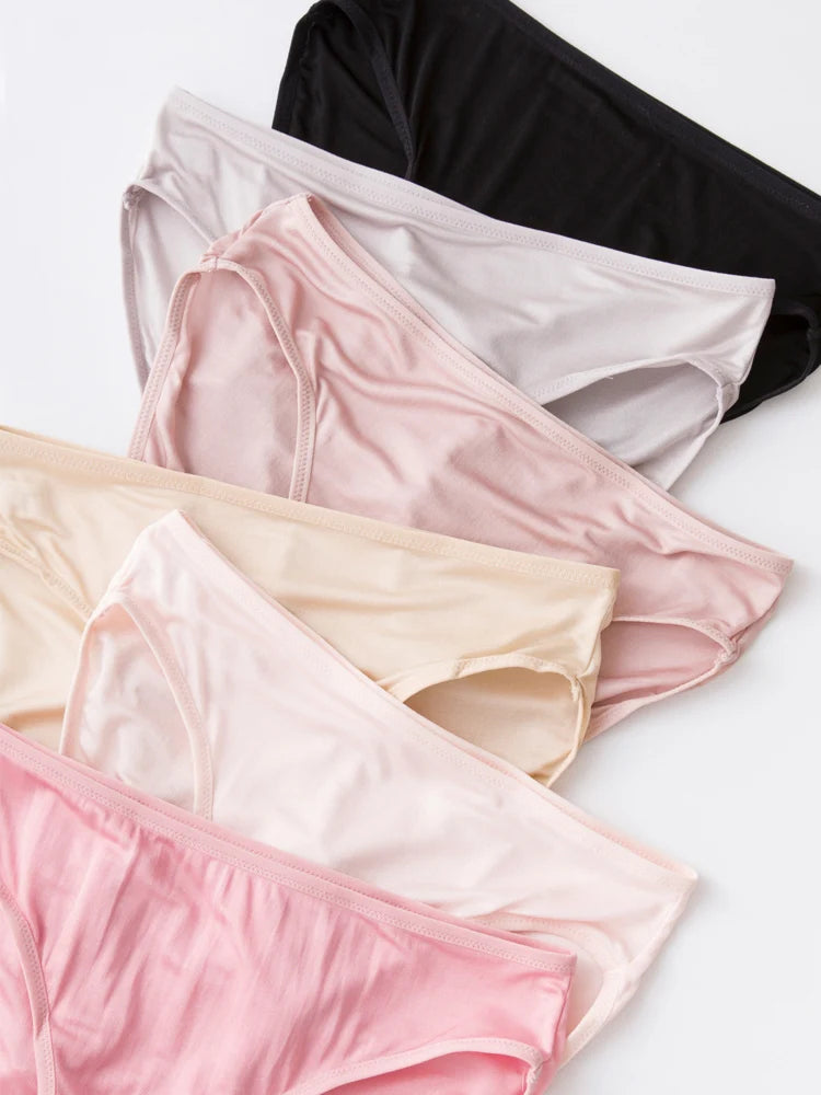 SuyaDream 3pcs/lot Women Panties 100%Natural silk Low-rise Briefs Healthy Basic Everyday Wear Underwears, Summer New Intimates