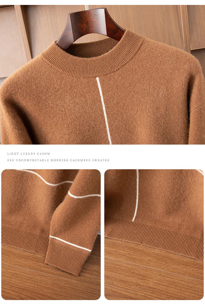 Men's Thick 100% Cashmere Sweater O-neck Long Sleeve Pullover Autumn Winter Soft Warm Cashmere Knitwear Smart Casual Jumper Tops