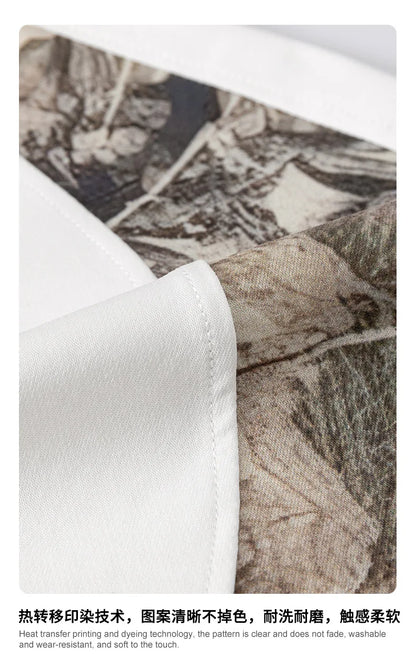 Custom LOGO men's summer camouflage splicing 240G quick-drying cotton polyester short-sleeved T-shirt loose sports shorts set