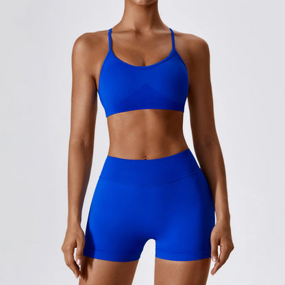 Seamless Yoga Set Gym Suits With Shorts Crop Top Sexy Bra Women's Pants 2 Pieces Set Running Workout Outfit Fitness Clothing