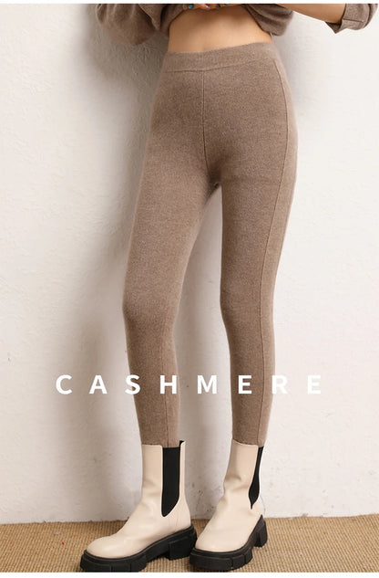 High Quality Women 100% Cashmere Legging Basic Soft elastic Pants Autumn Winter Cashmere Knitted Legging Trousers Warm Comfy