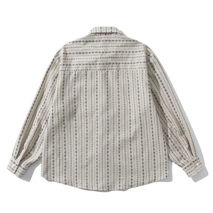 2026 New Japanese Retro Amekaji Ethnic Style Striped workwear shirt for men and women, loose artistic youth long sleeved shirt