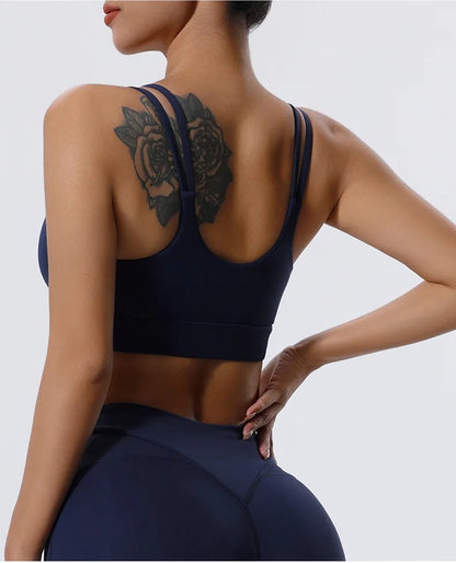 Women Fitness Sports Bra Sexy Top Gym Yoga Bra  Athletic Back Cutout Cross Tight Gym Push Up Workout Soft With Chest Pad