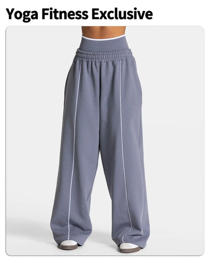 Hearuisavy Women Yoga Pants High Waist Casual Straight Wide Leg Pants Loose Sports Bottoms Outdoor Running Gym Long Trousers