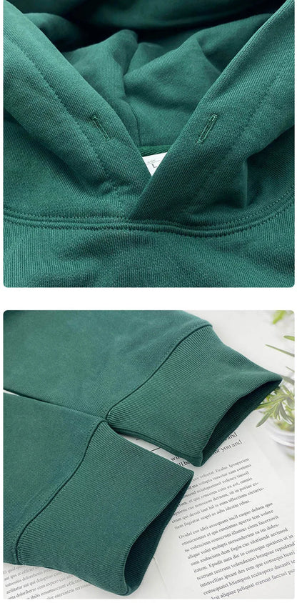 530GSM 100% Cotton French Terry High-end Heavy Weight New Fashion Pullover Winter Hoodies Pants Casual Thick Jogger Tracksuit