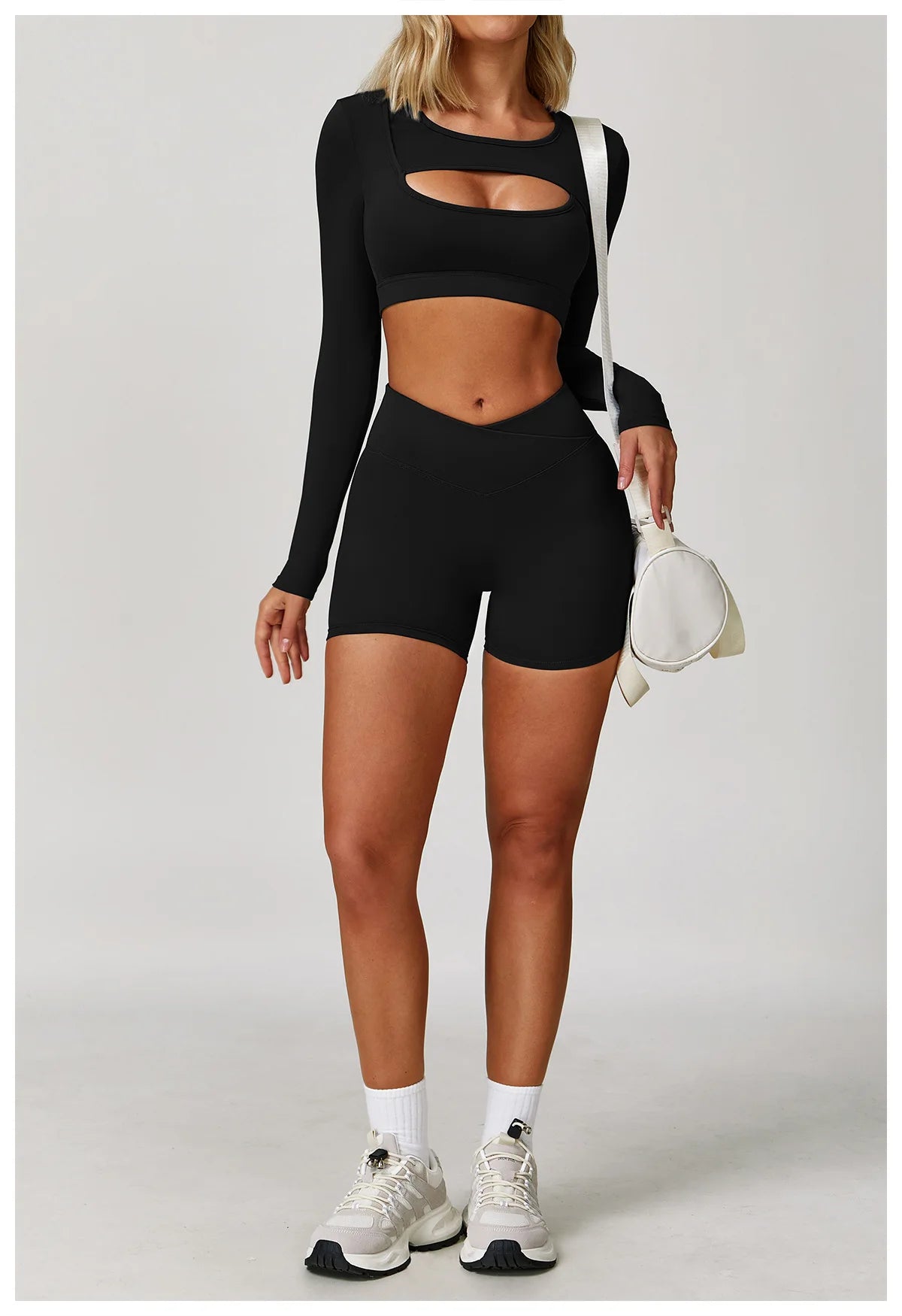 Women Yoga Shirts Crop Top Long Sleeves Sexy Hollow Out Shirts for Women Yoga Sports Fitness Gym Clothes Push Up Workout Tops