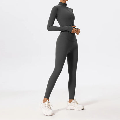 Hearuisavy Summer Ultra-Soft Fabrics 2Pcs Long Sleeve Gym Set Women Quick-Dry Yoga Clothes Workout Leggings Suit Sports Jackets