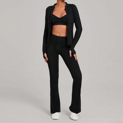 SWELTERING 3PCS Women's Yoga Suit Gym Fitness Set Sports Wear Yoga Tracksuit Running Workout Set Female Push Up Athletic Wear