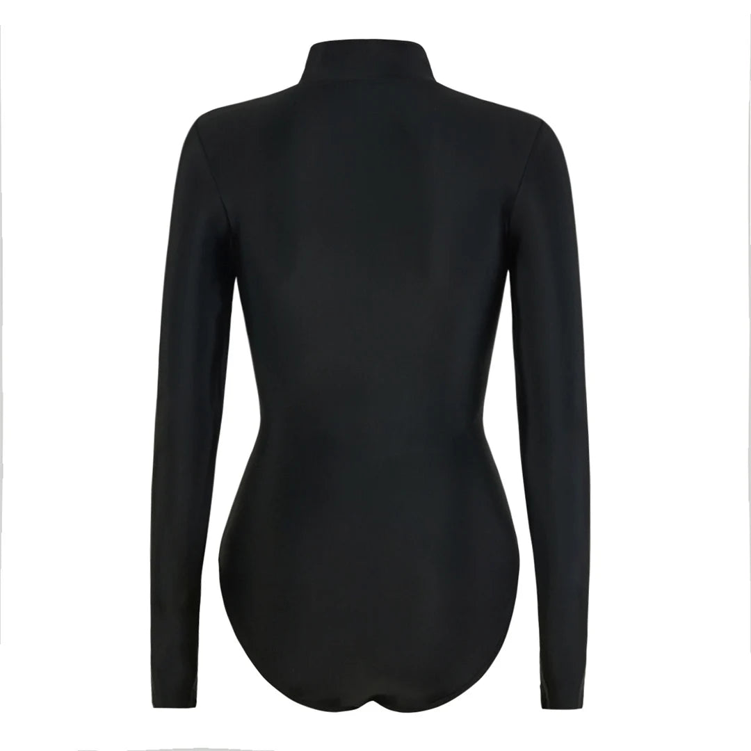 S - 2XL 4 Colors Long Sleeve With Zipper Surf Rash Guard One Piece Swimsuit Women Swimwear Female Bather Bathing Suit Swim V6266