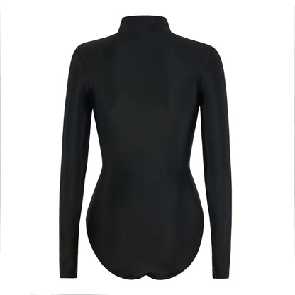 S - 2XL 4 Colors Long Sleeve With Zipper Surf Rash Guard One Piece Swimsuit Women Swimwear Female Bather Bathing Suit Swim V6266