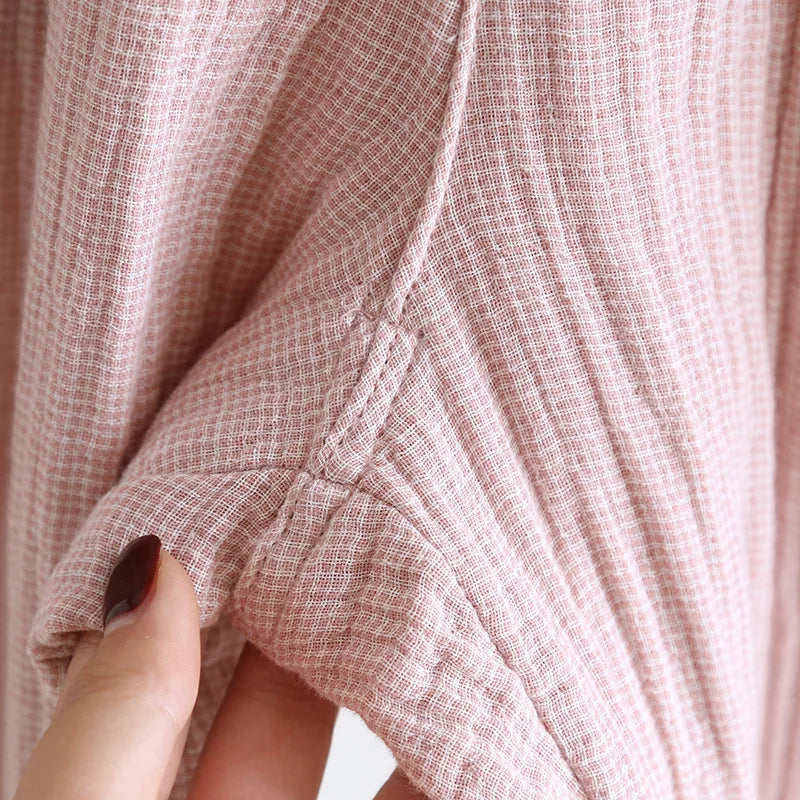 2026 Spring and Autumn New Couple Pajama Set 100% Pure Cotton Crepe Cloth Men's and Women's Stand up Neck Simple Home Clothing