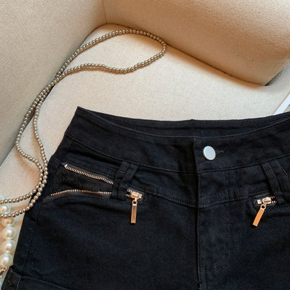 DEAT Fashion Casual Cargo Shorts Women's Khaki Lace Pocket Trim High Waist Daily Streetwear Hot Pants Summer New 7A3928