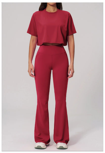 Custom LOGO women's yoga clothes, short sleeves, tight quick-drying trousers, fitness clothes, high-intensity sports suits