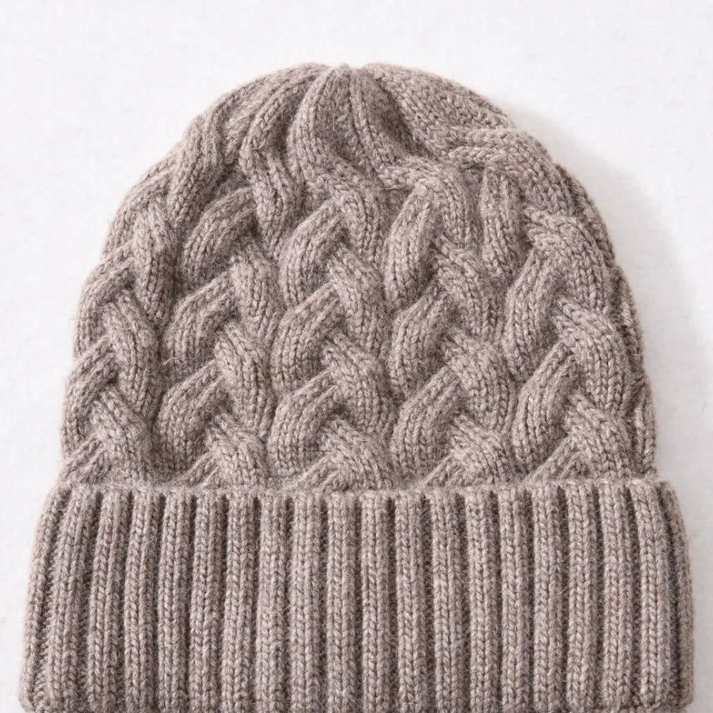 Custom Logo Twisted Dough Pattern Women Men Beanie Winter Knit Warm Accessory For Autumn Cold Weather Skiing Sports Outdoor