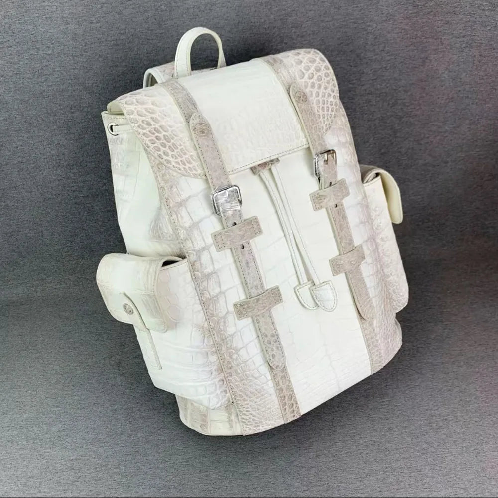 Genuine crocodile leather men's handbag real crocodile leather women's large size Himalayan white business travel computer bag