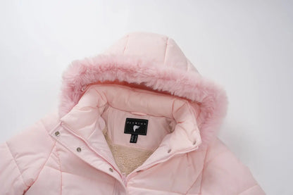 TACVASEN Womens Fleece Long Padding Winter Jacket Down Puffer Outwear with Removable Hood Waterproof Windproof Thicken Park Coat
