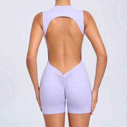 Gym Bodysuits Women Back Scrunch Sports Suit Women Gym Sexy Hoodies Sleeveless Sportswear Body Women  Whole Suit Yoga Clothing