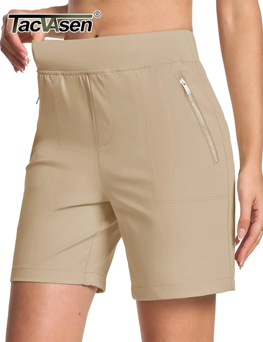 TACVASEN Women's High Waisted Hiking Golf Shorts with 4 Pockets 7" Lightweight Stretchy Athletic Running Summer Shorts Quick Dry