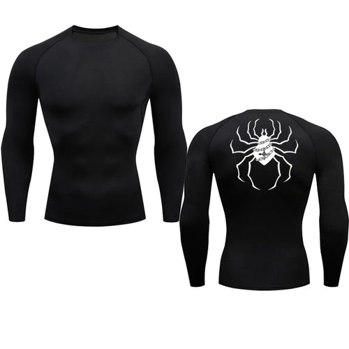 Long Sleeve Revena™ "Troupe" Pattern Elastic Compression Shirt