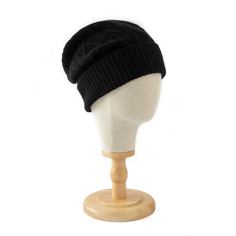 DjzDsm 100%Pure Wool Women's Hat For Winter Warm Soft Luxury Cashmere Twists Slouchy Street y2k Women's Hat