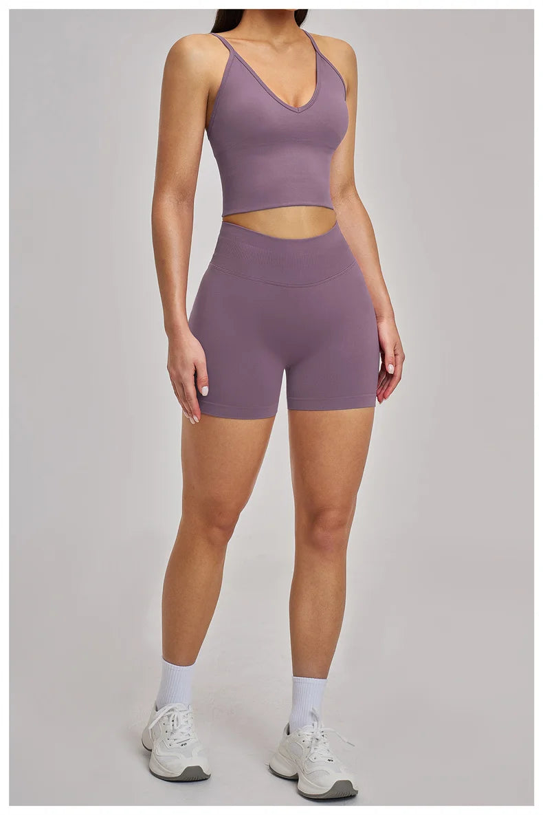 TRY TO BN Seamless Women's Tracksuit Shorts Yoga Set High Waisted Sportswear Fitness Workout Leggings Cycling Running Gym Shorts