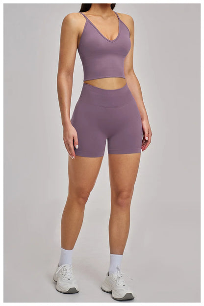 TRY TO BN Seamless Women's Tracksuit Shorts Yoga Set High Waisted Sportswear Fitness Workout Leggings Cycling Running Gym Shorts