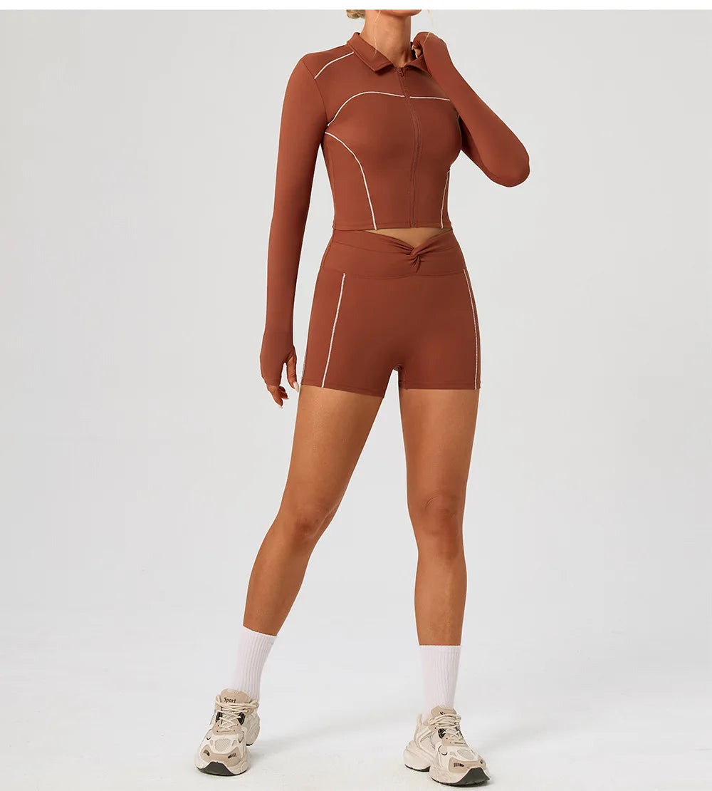 Women's Fitness Yoga Shirts Sports Jackets Gym Yoga Long Sleeve Running Coats Female Workout Clothes For Cycling Activewear