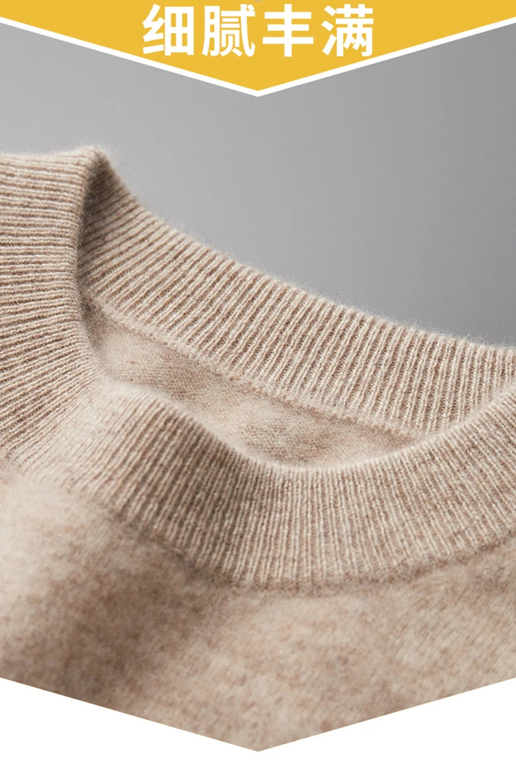 Autumn and Winter 100% Pure Cashmere 2-Piece set Men Loose and Warm Round Neck Pullover Sweater Knitted Casual Pencil Pants Suit