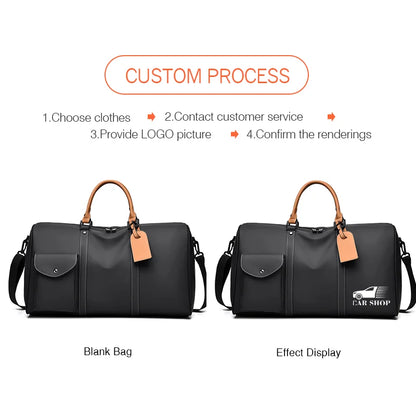 Custom Large Capacity Travel bag Totes Waterproof Crossbody Bag Man  Leather Travel Bag Handheld Bag print logo Business Handbag