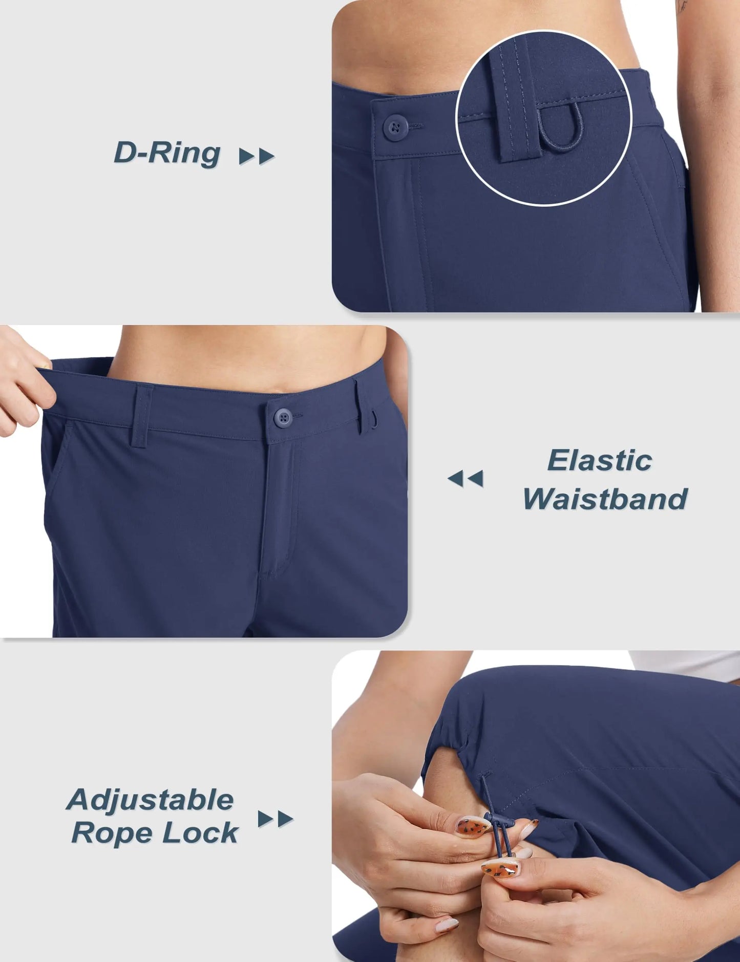 TACVASEN Summer Quick Dry Cargo Capri Pants Womens Outdoor Hiking Knee Length Joggers Lightweight Waterproof Shorts 6 Pockets
