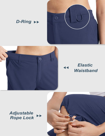 TACVASEN Summer Quick Dry Cargo Capri Pants Womens Outdoor Hiking Knee Length Joggers Lightweight Waterproof Shorts 6 Pockets