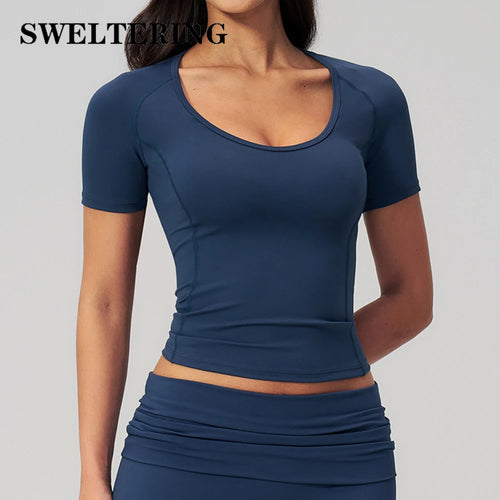 Sexy Women Yoga Shirts Fitness Sports T-Shirts Gym Workout Short Sleeve Top Running Active Wear Femme Sports Top Workout Shirts