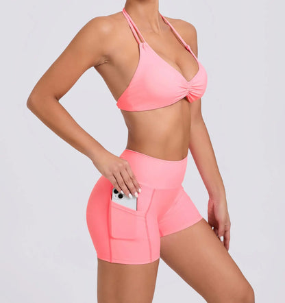 Sexy wo-piece Shockproof Sports Suits Women Gym Set Women Tracksuit Running Quick-Dry Sports Vest Female Fitness Yoga Set